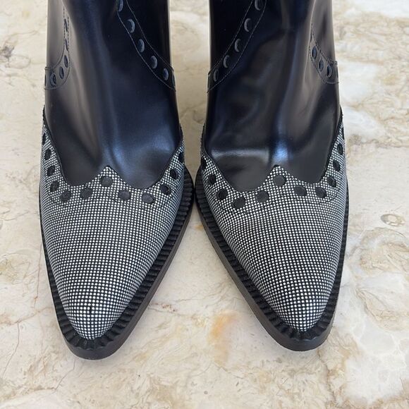 Alexander Wang Leather Wingtip Cowboy Wedge Booties - Picture 9 of 15